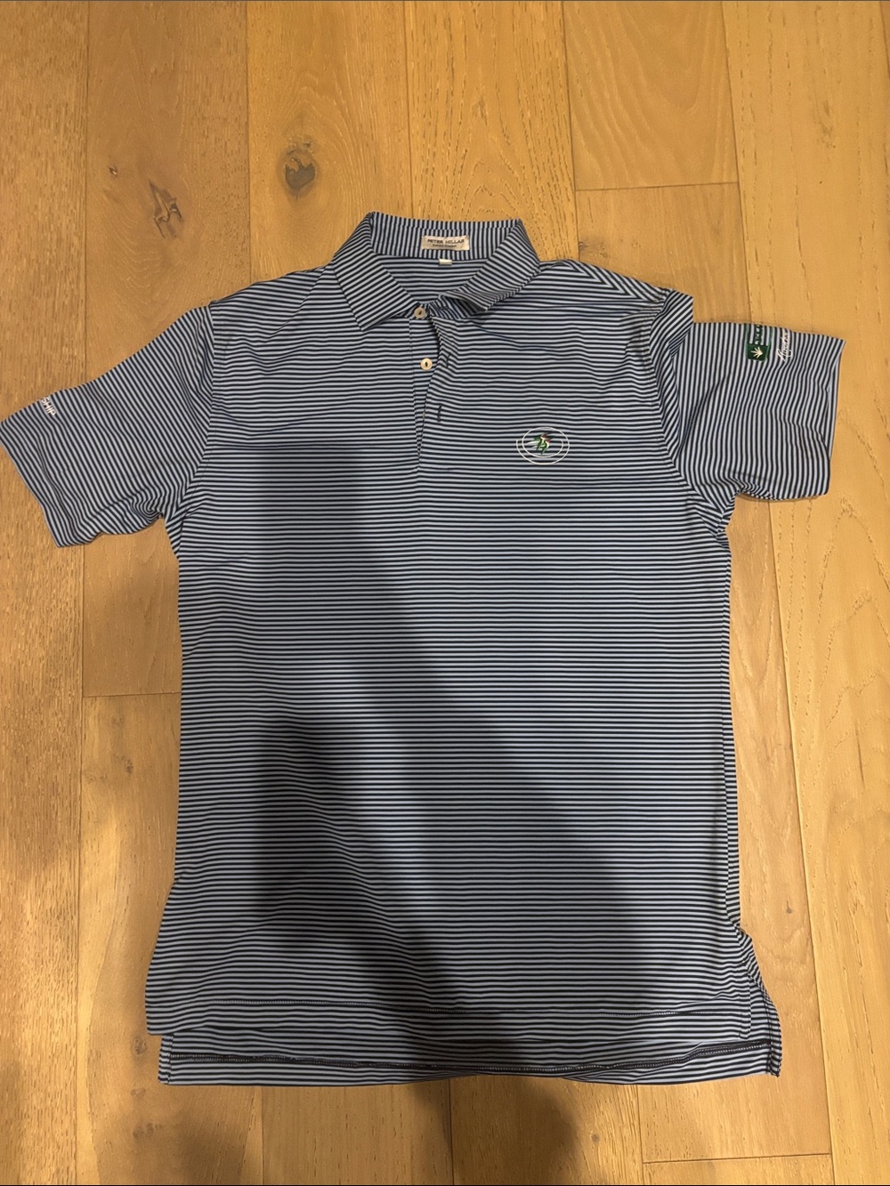 Peter Millar Striped Blue Polo Shirt with Logo - BMW Championship